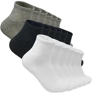 Men's 6 Pairs Cotton Solid Athletic Ankle Quarter Socks with Cushioning Size 9-13