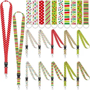 20 count Christmas Lanyards for ID Badges Christmas Keychains Wristlet Strap Holiday Holders for ID Badges Name Tag Phone String Strap with Hook Office School Teacher  Supplies