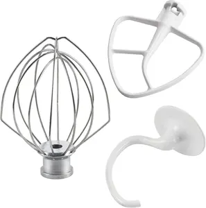 Kitchen Mixers Accessories 3- Including K45DH Dough Hook&K45B Coated Flat  Paddle&K45WW Wire Whip for 4.5 QT Kitchen Tilt- Stand Mixer Attachments by