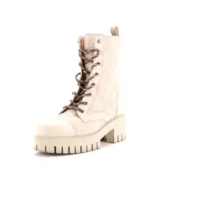 Pre-owned Gucci Women's Platform Lug Sole Combat Boots GG Embossed Leather by Rebag