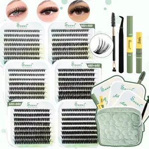 Mixed D-Curl Eyelashes Clusters Kit, 30D40D60D80D, Soft&Light Weight, Natural Lashes Clusters Lash Kit with Bond&Seal, Remover, Tweezers,Brushes, Individual Lash Clusters, Charming Lash Extensions DIY at Home Easily