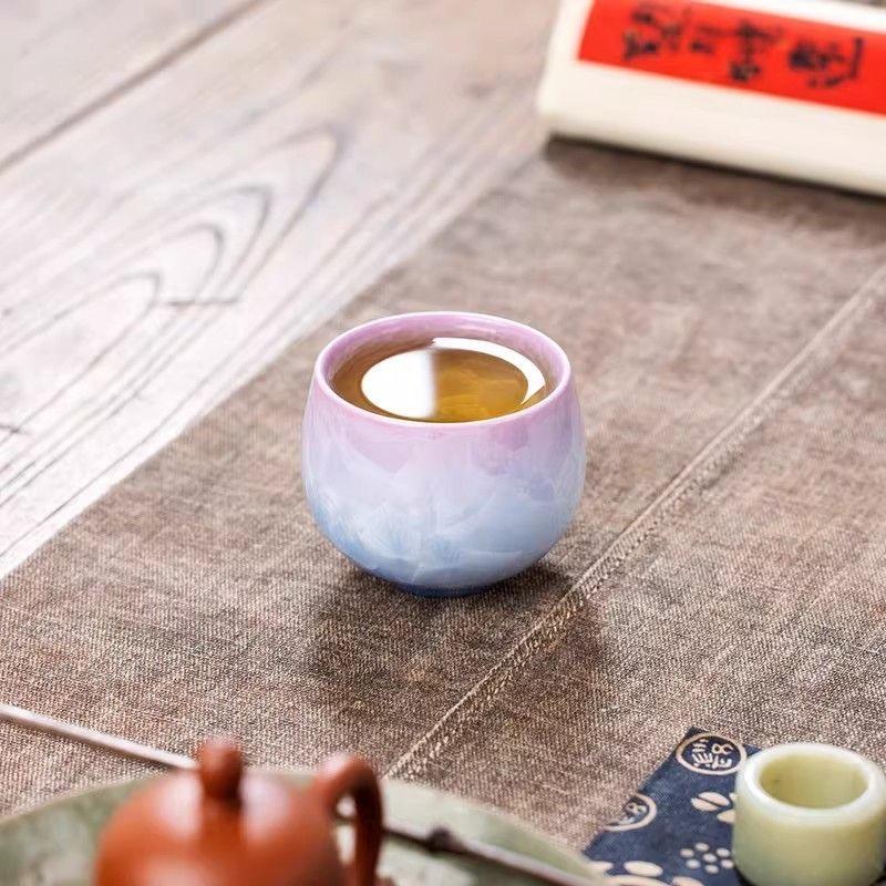 T13. Handmade Jingdezhen Yao Bian crystal glaze tea cup — personal use, Zen-style kung fu teacup