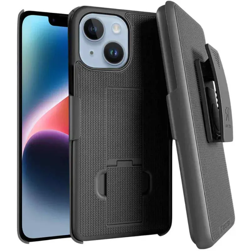 Rome Tech Apple iPhone 14 Plus Belt Clip Holster Case with Kickstand & 180-Degree Rotating Mechanism for Enhanced Protection and Grip