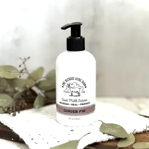 One Blessed Acre Farm Ginger Fig Goat Milk Lotion 8 Ounce Handcrafted Moisturizing Body Care for All Ages and Skin Types Gentle Moisturizers