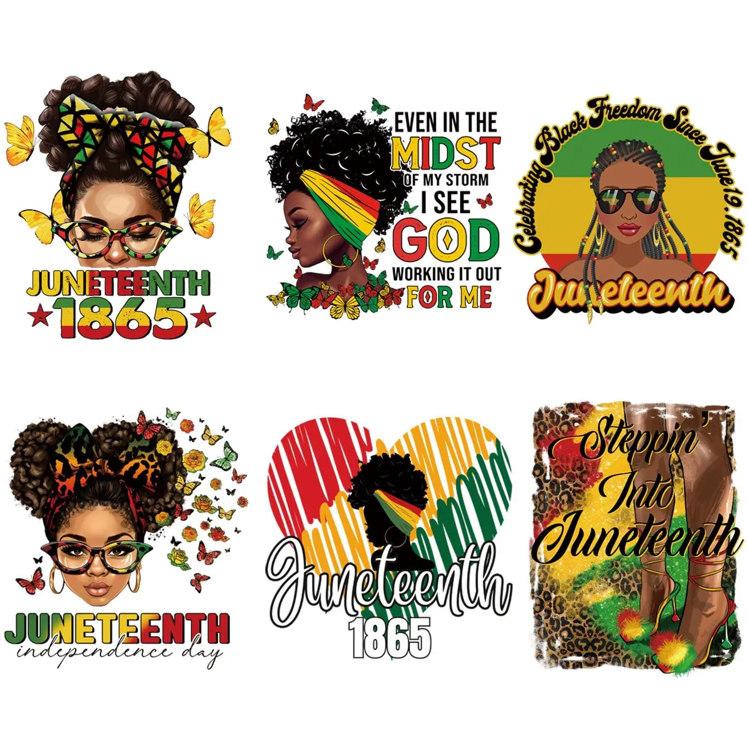 Heat Transfer Stickers, 6pcs/set Iron on Sticker for T-shirt, Jeans, Hoodie, Clothing DIY Materials