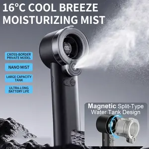 Portable Handheld Misting Fan Rechargeable Personal Cooling Fan with Water Spray 3-Speed Adjustment for Travel Office and Outdoor Use Compact Design 16°C Cool Breeze Moisturizing Mist