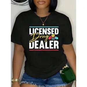 100% Cotton Licensed Drug Trafficker Design For A Pharmacist T-Shirt Summer, Cotton, Casual, Short Sleeve, Graphic Tee, Soft, Breathable, Loose Fit, Streetwear, Daily Wear, T-Shirtt
