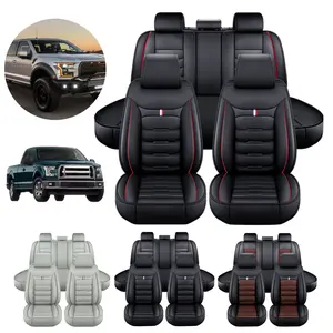 Fits For Ford F150 F250 F350 F450 2009~2023 Pick-up Car Truck 5 Seat Covers PU Leather Front Rear Cushion Pad Protector Anti-Slip Mat Decoration Waterproof - Valentine's Day Gift For Lover