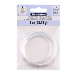 Beadalon Silver Plated Carbon Steel Memory Wire for Medium Bracelets - Round Design, 73 Coils, 1 oz