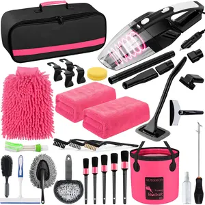 Car Cleaning Kit, featuring a high-powered handheld vacuum, a foldable bucket, a snow shovel, a tire brush, and a full set of chemical-free car care tools—the perfect holiday gift for family and friends. Available in three colors.