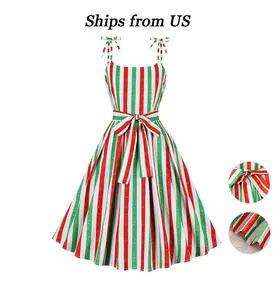 2026 Summer Colorful Striped Strappy Dress, Casual Dress, suitable for vacations and all seasons
