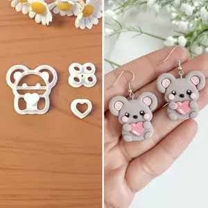 Cute Koala Heart Polymer Clay Cutter Set, 3 Pieces Jewelry Making Molds, High-Quality Craft Tools for DIY Projects