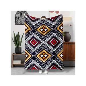 Vibrant Ethnic Geometric Diamond - Patterned Cozy Blanket for Home Decoration