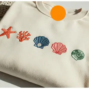 Seashell Embroidered Shirt, Coastal Aesthetic Beach Tee, Ocean Lover Gift, Minimal Shell Design, Cottagecore Summer T-Shirt for Her