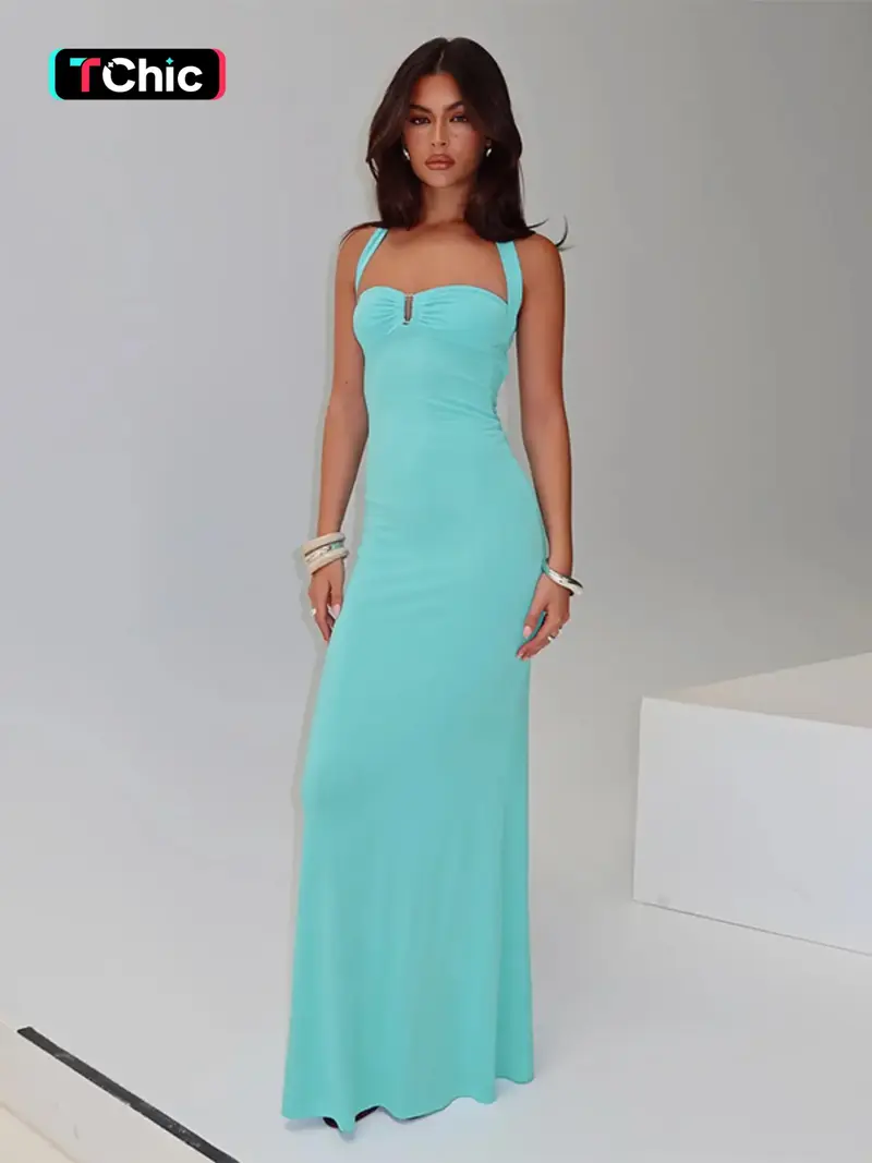 sachin and babi light blue dress Women's Long Sleeve Sweater Dress Button Knit Slim Fit Casual V Neck Elegant Bodycon Midi Dresses main image 0