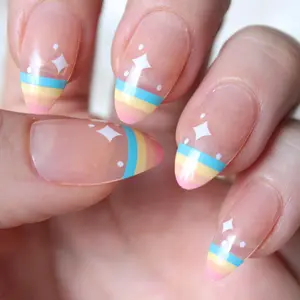 Peachy Nails Press On Nails Almond Manicure Pride Rainbow Tip Sparkle