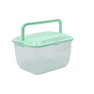 4 Pack Transparent Plastic Terrariums Carrier Cage with Handle Fish Transport Container Portable Tank for Hermit Crab Fish and Other Sea Creature