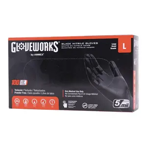 GLOVEWORKS 5mm Black Nitrile Gloves - Durable and Comfortable for Various Applications