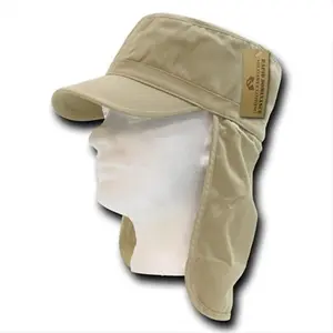 212 MAIN Rapid Dominance 107-PL-KHA-06 Foreign Legion Back Flap Cap - Washed Cotton, Khaki, Neck Guard, Flat Top, Small/Medium Sizes