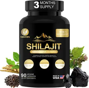 10-in-1 Pure Himalayan Organic Shilajit Supplement for Men with Ashwagandha, Rhodiola Rosea & Black Pepper for Energy 90 Capsules