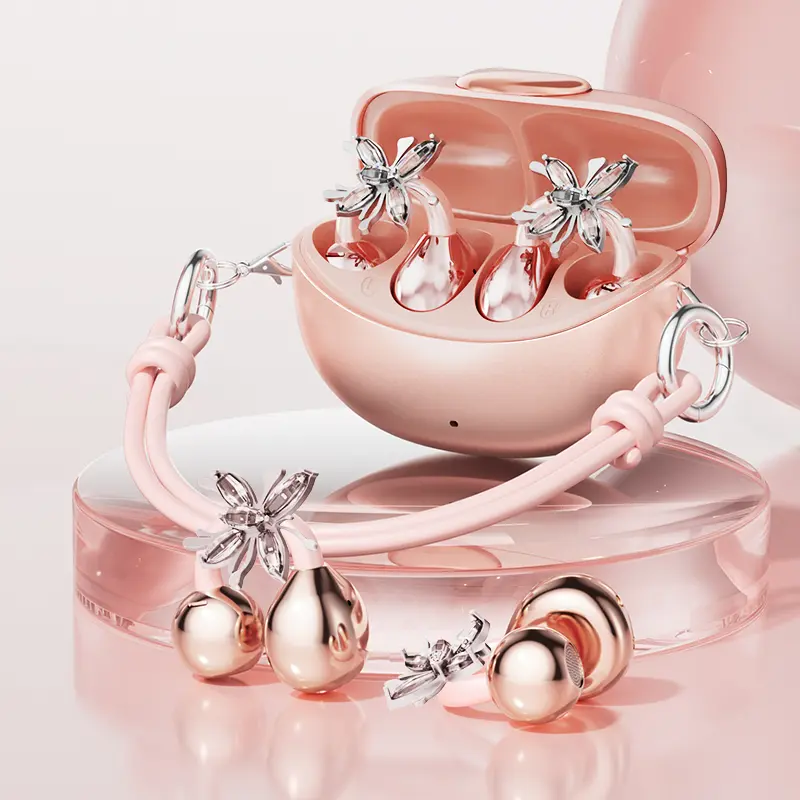 CHENRUIDA M106 Women's Ear Clip Earphones,Electronic Audio Device with Dynamic Stereo,360°Panoramic Sound & Comfortable Fit,IPX7 Water Resistant,ENC Noise Cancellation.