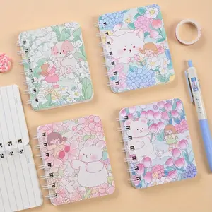 Cute Cartoon Pattern Mini Spiral Notebook, 4 Counts Portable Pocket Notebook, Stationery Supplies for Home School Office Dormitory