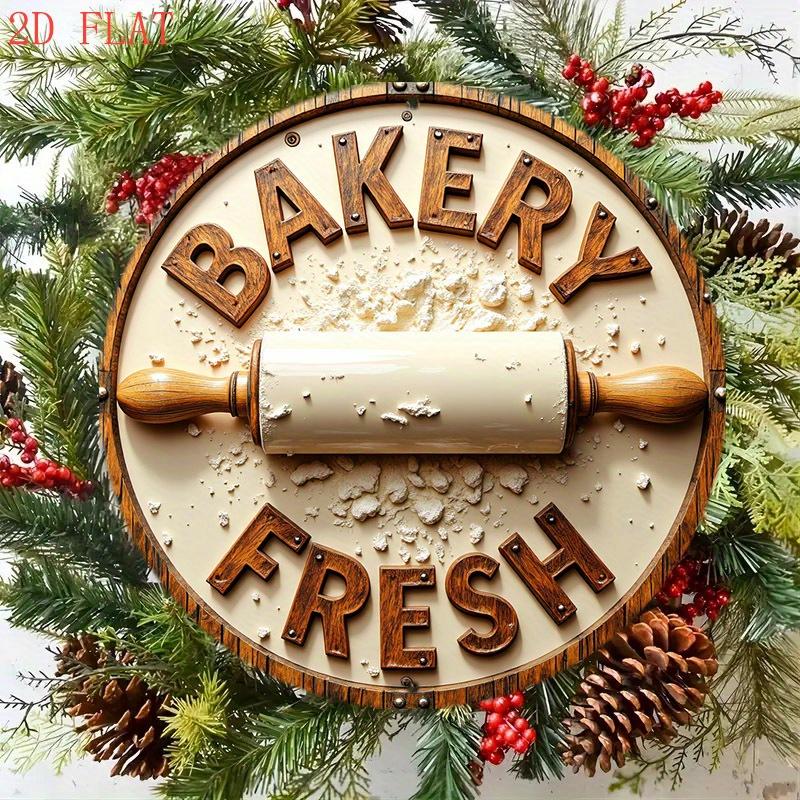 1pc 2D Plane Baking Theme Round Metal Wall Decor - Vintage Kitchen Sign with Rolling Pin and Flour Splash, BECAUSE YOU'RE WORTH IT - Suitable for Home, Coffee Shop, Farmhouse Style - Easy Hook Design - Perfect Birthday/Baking Enthusiast Gift, Rustic Decor