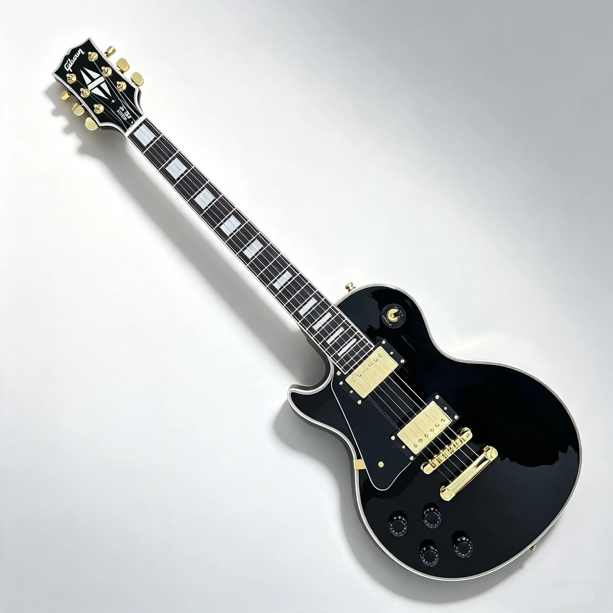 Left-Handed Les Paul Custom Electric Guitar - 6 Strings, 22 Frets, Solid Mahogany Body, Rosewood Fingerboard, Gold Hardware, Lightning Inlay