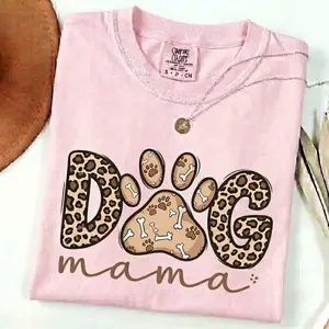Comfort Colors Dog Mama Shirt, Dog Paw Shirt, Dog Mom Shirt, Leopard Dog Mama Shirt, Dog Lover Gift, Gift for Dog Mom, Animal Lover Shirt