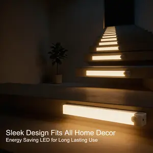 6-Pack Motion Sensor LED Stair Lights Indoor USB Rechargeable Magnetic Stick-On Night Lights Wireless Under Cabinet Lighting for Kitchen Closet Hallway Bedroom Valentines Day Gift Energy-Saving A+ Grade Battery