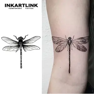 INKARTLINK Tattoo Tech, 2 Sheets Semi-Permanent Temporary Tattoos ,dragonflies,Adult Art Design,Lasts 1-2 Weeks, Waterproof, Realistic Look, No Adhesive, No Reflection,For Man And Woman,Ideal for Swimming, Party