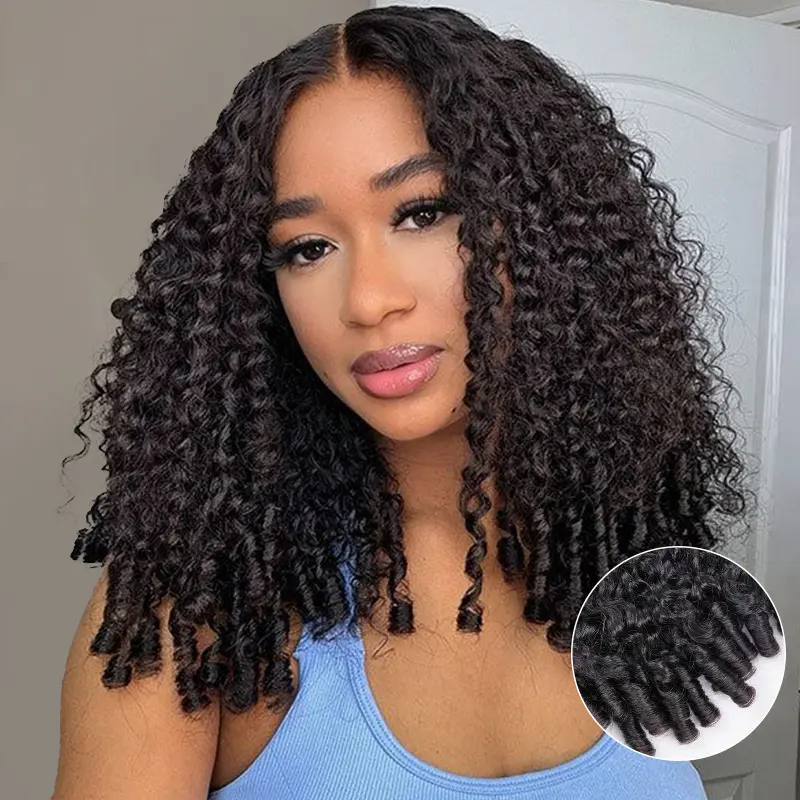 [Upgrade Drawstring] Wiggins Hair Burmese Curly Wig with Spiral End Pre Cut 5x7 Lace Glueless Wigs Human Hair Beginners Friendly