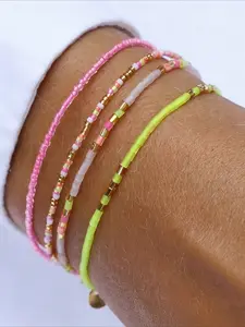 4-piece Fashionable Candy Colored Colorful Bead Bracelet with Simple Dopamine Women's Casual Party Vacation Personalized Bracelet Set Trendy Jewelry Bracelets Stack