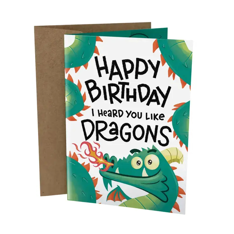 Hilarious Birthday Card, I Heard You Like Dragons, Funny Dragon Birthday Card, Cute Dragon Greeting Card, Dragon Lover Gift, Blank Inside