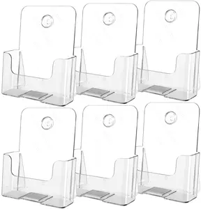 MaxGear Acrylic Brochure Holder 6 x 8 inch, Display Stand Plastic Flyer Holders, for 5.5 x 8.5 inch, 5 x 7 inch Menu Clear Literature Trifold Pamphlet Magazine Holders Countertop or Wall Mount, 6 Pack