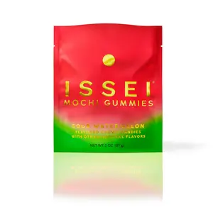ISSEI Mochi Gummies - Sour Watermelon | Soft & Chewy | Award Winning | Gelatin-Free, Non-GMO, Gluten-Free, Plant-Based, Dye-Free | Delicious Snack | 2 Oz