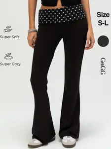 Women's Casual Long Pants, Low Waist Loose Straight Leg, Folded Waist Design, Comfortable and Stylish, Perfect for Daily Wear