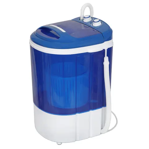 Mini Portable 2-in-1 Plastic Washer and Dryer Spinner - 9lbs Single Bucket Semi-Automatic Wringer Washer, Water-Saving Household Appliance, 14"x14"x22" Size, 15.3" Inlet Reach, 17.7" Drain Reach, Back to School Essential