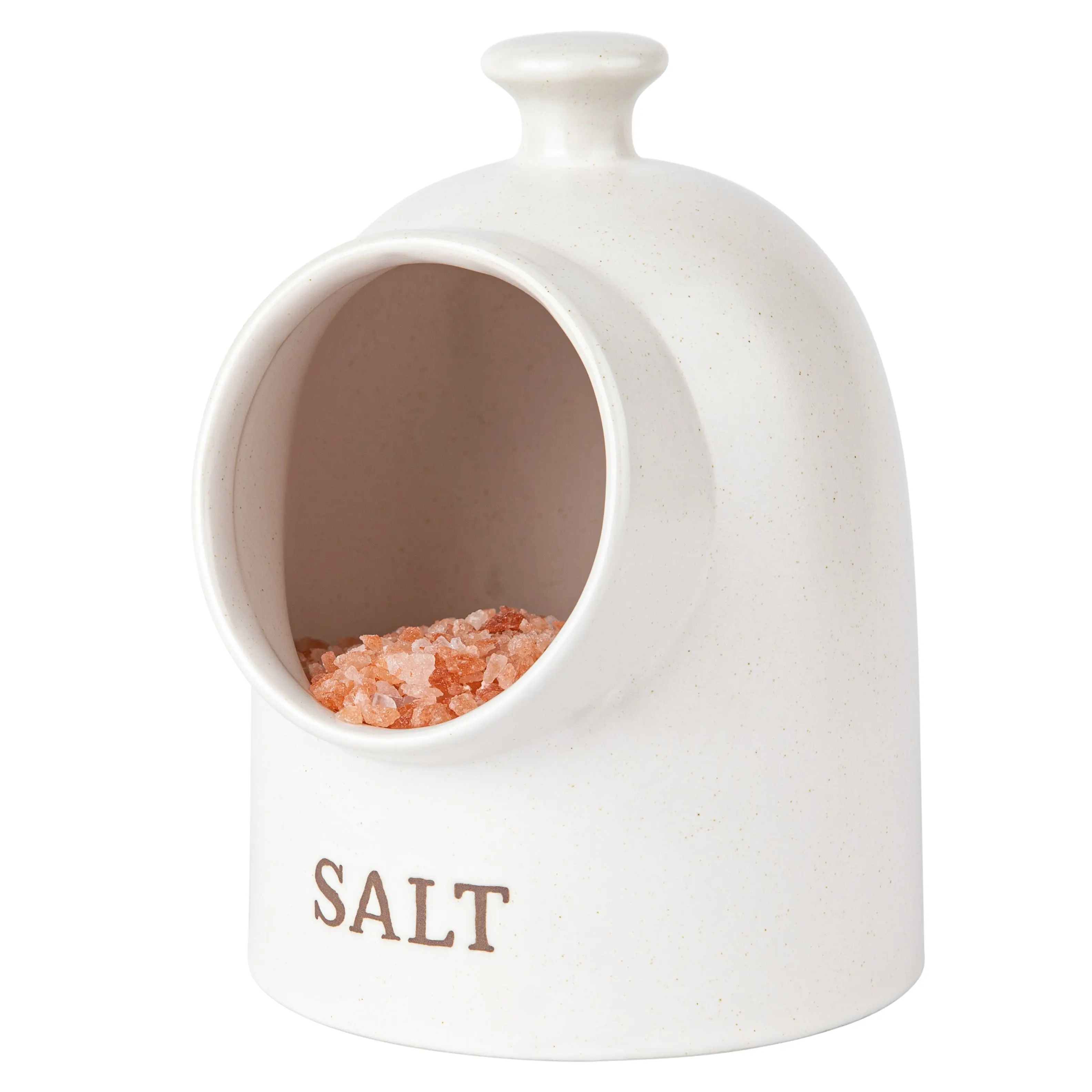 KOOK Sturdy Ceramic Seasoning Container Set, 15 oz Speckled Oatmeal Salt Pig, Farmhouse Collection Kitchenware