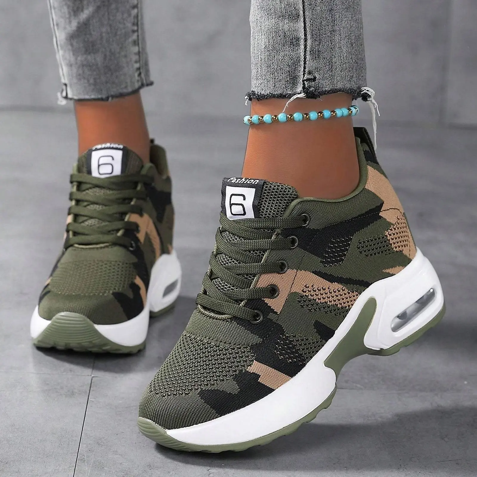 Women's Breathable Walking Sneakers.Women's High Wedge Sneakers Breathable Mesh Knit Fashion Sneakers Lace Up Non-Slip Walking Shoes.1912