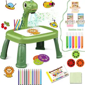 Green Drawing Projector Set for Kids Girls with 6 Projection Discs 48Patterns Watercolor Pens Pencils Crayons Coloring BookStickers and Eraser Perfect Preschool Kindergarten Gift
