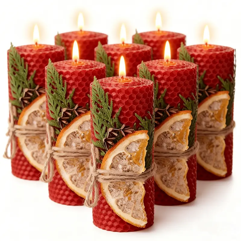 Natural + pretty! Hand-rolled beeswax candles with cedar & orange. My home smells like a winter wonderland ️ #CozyHome #HolidayVibes #ArtisanalGifts