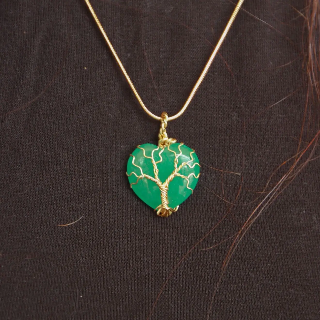 Green Aventurine Tree of Life Crystal Necklace