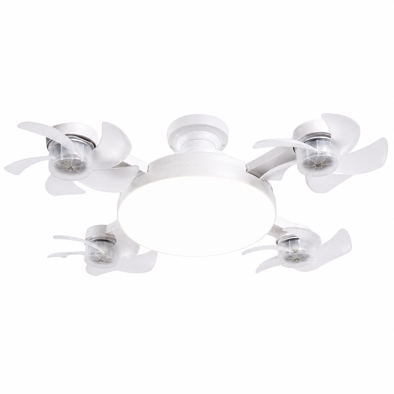 Modern Drone Style Ceiling Light with Foldable Mini Fan Blades, LED Flush Mount Lamp with Remote Control, E27 Socket Fixture for Bedroom Apartment Home