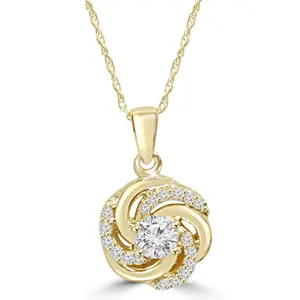 1/2CT Diamond Vintage Circle Braided Pendant 14K Yellow Gold