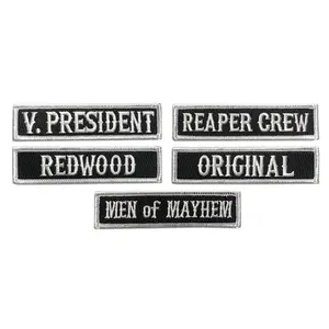 Officer Title Rank Vest Patches VP MC Biker Club Patch Set (5pc-Iron On Sew on -RC9)