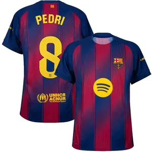 Unisex Soccer/Football Barcelona/Spain Team Pedri La Liga 2025/26 Home/Away Replica Jersey E0V