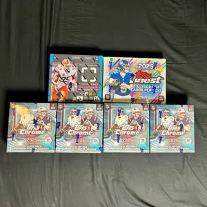 NFL 2025 PYT NEW TOPPS FINEST Hobby Box! Photogenic Hobby Box! 4x Topps Chrome Mega Boxes! Over 300 Cards! Helix! Let’s Go! Fanatical! Case Hits! Autos and More!