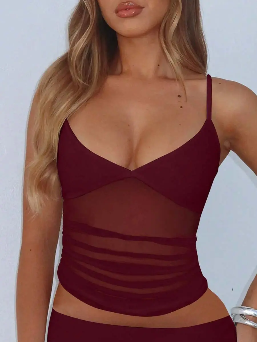 Sexy Y2k See Through Mesh Cropped Tank Top Sleeveless Halter Sheer Cami for Women Casual Going Out!!!