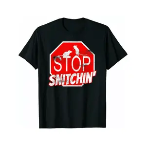 Summer t Shirts unisex t shirt suitable for men and women featuring a stop snitchin graphic made of cotton weighing 220 grams casual wear and making a statement black -1
